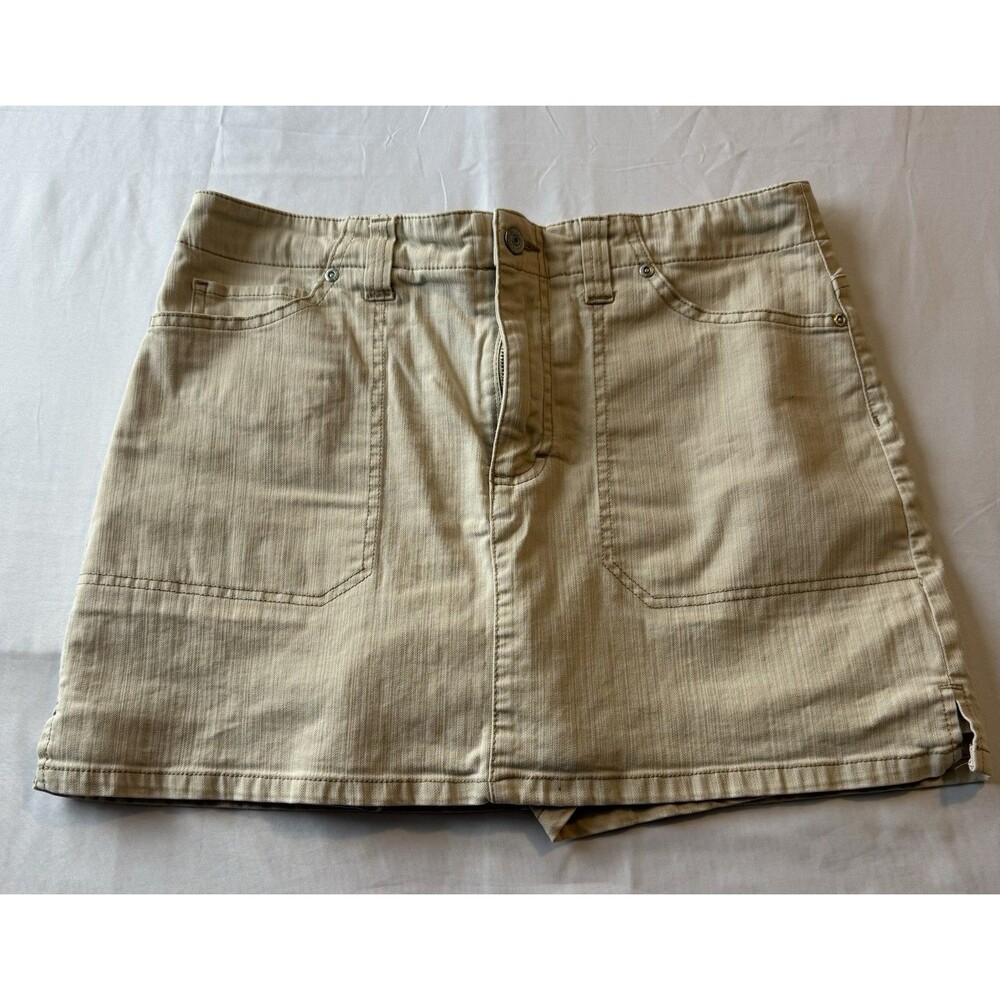 Gloria Vanderbilt Women’s Beige Denim Skort Stretch Shorts Skirt Size 14 Approx